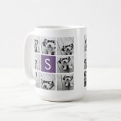 Eitplant en White Photo Collage Custom Monogram Koffiemok (Voorkant links)