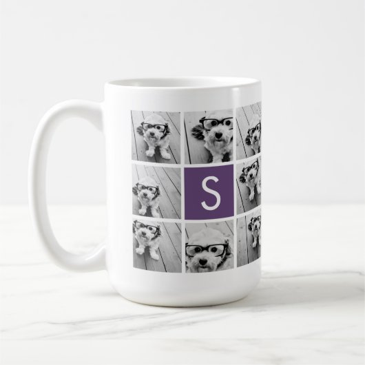 Eitplant en White Photo Collage Custom Monogram Koffiemok (Links)