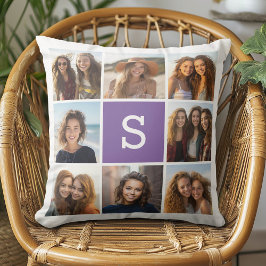 Eitplant en White Photo Collage Custom Monogram Kussen