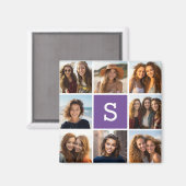 Eitplant en White Photo Collage Custom Monogram Magneet (Voorkant / Achterkant)