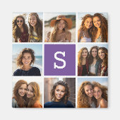 Eitplant en White Photo Collage Custom Monogram Magneet (Voorkant)