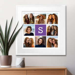 Eitplant en White Photo Collage Custom Monogram Poster