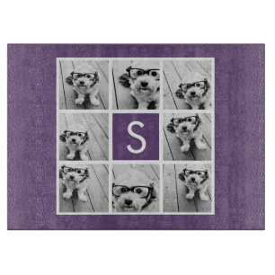 Eitplant en White Photo Collage Custom Monogram Snijplank
