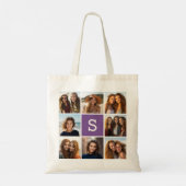 Eitplant en White Photo Collage Custom Monogram Tote Bag (Achterkant)