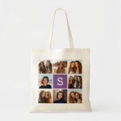 Eitplant en White Photo Collage Custom Monogram Tote Bag (Voorkant)