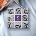Eitplant en White Photo Collage Custom Monogram Vierkante Button 5,1 Cm<br><div class="desc">U kunt de foto's van het Instagram voor dit ontwerp gebruiken. Gebruik 8 vierkante foto's om een uniek en persoonlijk cadeau te creëer. Of je kunt de hipster puppy houden en een trendy keepslag maken. Als u de afbeeldingen moet aanpassen,  klik op het aanpassingshulpmiddel om veranderingen aan te brengen.</div>