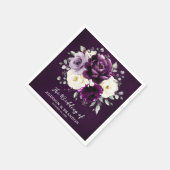 Eitplant Paars Plum Ivory White Floral Weddenschap Servet (Hoek)
