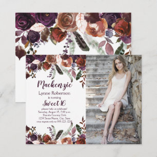 Eitplant Paarse butter Rum Rozen Foto Sweet 16 Kaart