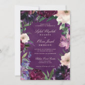 Eitplant Paarse Floral Wedding Invitations Kaart (Voorkant)