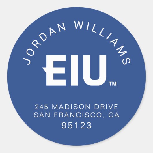 EIU-blokletter Ronde Sticker (Voorkant)