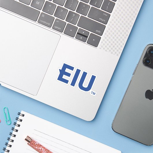 EIU-blokletter Sticker (Laptop met iPhone)