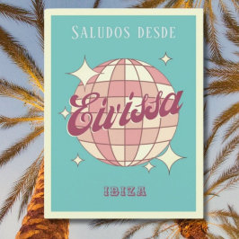Eivissa Ibiza España retro  party Briefkaart