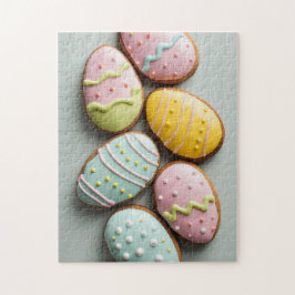 Eivormige paaskoekjes met pastelkleurige glazuur legpuzzel