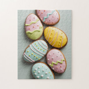 Eivormige paaskoekjes met pastelkleurige glazuur legpuzzel