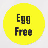 Eivrij voedsel allergie Restaurant School Labels (Design 2)