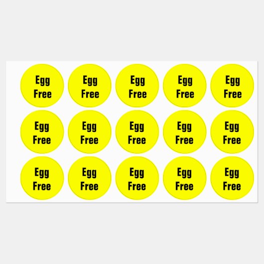 Eivrij voedsel allergie Restaurant School Labels (Vel)