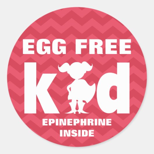 Eivrije Ei Allergie Superheld Meisje Epinefrine Ronde Sticker (Voorkant)
