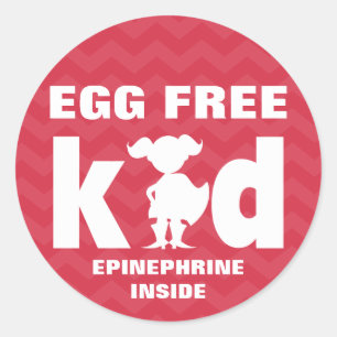 Eivrije Ei Allergie Superheld Meisje Epinefrine Ronde Sticker