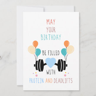 Eiwit en deadlifts verjaardagskaart  feestdagenkaart