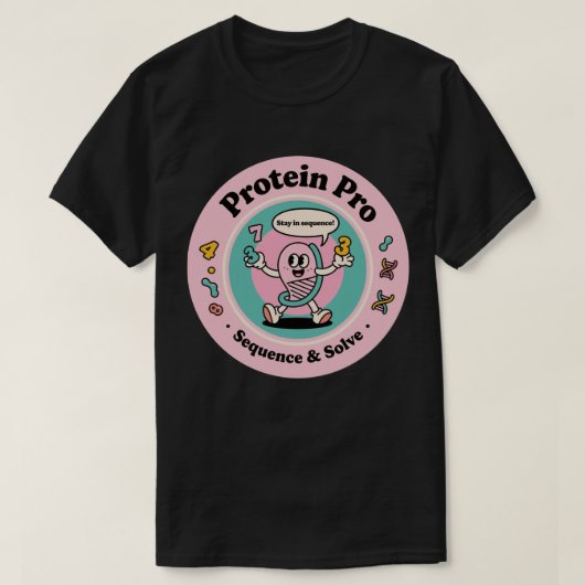 Eiwit Pro Meester Sequenties & Puzzels Oplossen T-shirt (Design voorkant)