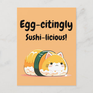 Eiwitachtig Sushi-licious - Tamago Sushi Cat Briefkaart