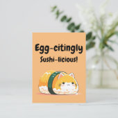 Eiwitachtig Sushi-licious - Tamago Sushi Cat Briefkaart (Staand voorkant)