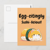 Eiwitachtig Sushi-licious - Tamago Sushi Cat Briefkaart (Voorkant / Achterkant)