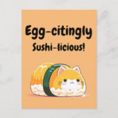 Eiwitachtig Sushi-licious - Tamago Sushi Cat Briefkaart (Voorkant)