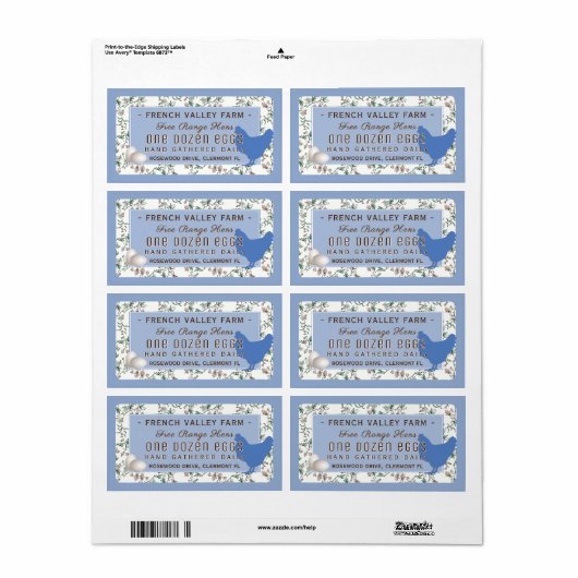 Eiwitkarton Etiket Botanisch met Hen en Eieren Blu (Full Sheet)