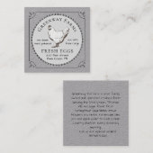 Eiwitkarton Grijze Boerderij Verse eieren met Vint Vierkante Visitekaartje (Voorkant / Achterkant)