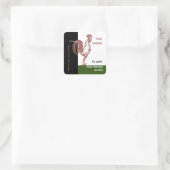 Eiwitkarton Rooster Good Morning Terracotta Wake U Vierkante Sticker (Tas)