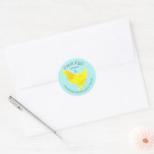 Eiwitkartonnen doosje Gele kip Turquoise Ronde Sticker (Envelop)