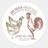 Eiwitkartonnen etiket met kippen en rooster en Boe (Voorkant)