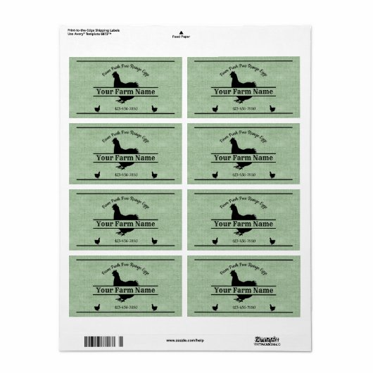 Eiwitkartonnen groene braadkip etiket (Full Sheet)