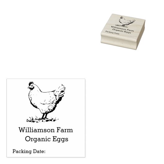 Eiwitkartonnen kippen Organic Eggs Rubberstempel (Gestempeld)