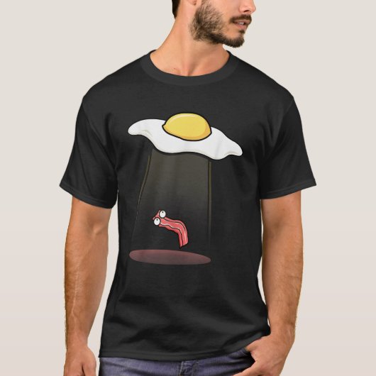 Eiwitontkalking Bacon Funny Alien UFO Breakfast Ga T-shirt (Voorkant)