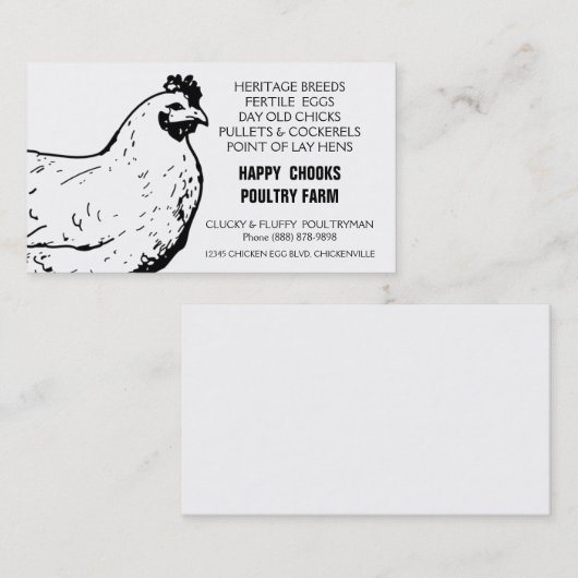 Eiwitzwart Boerderij en witkip Visitekaartje (Voorkant / Achterkant)