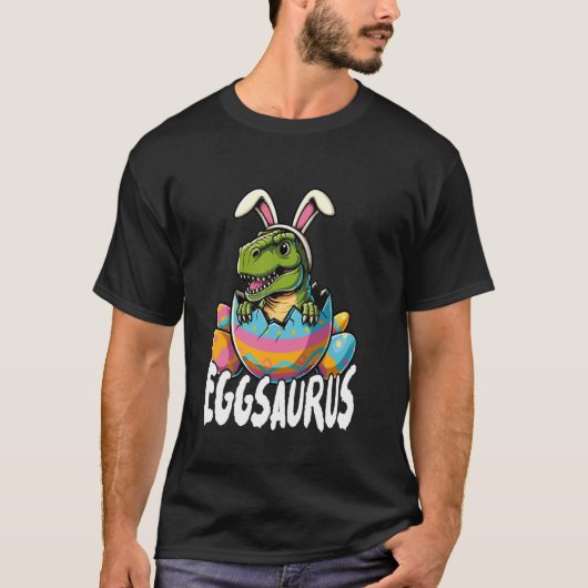 Eizaurus Dinosaur Pasen Konijn T-Rex Grappig T-shirt (Voorkant)