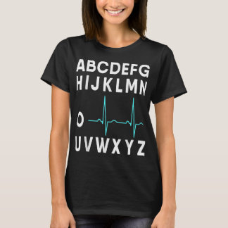 EKG Alphabet Heartbeat Line Doctor Cardiology Nurs T-shirt