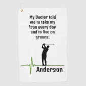 EKG Golf Towel met Black Silhouette Golfer Golfhanddoek (Voorkant)