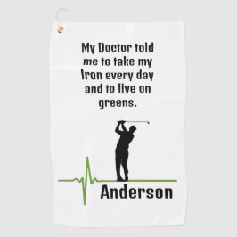 EKG Golf Towel met Black Silhouette Golfer Golfhanddoek