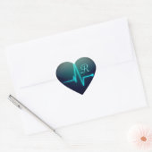 EKG hart medisch zwart blauw elegante verpleegkund Hart Sticker (Envelop)