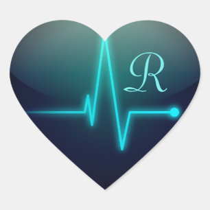 EKG hart medisch zwart blauw elegante verpleegkund Sticker