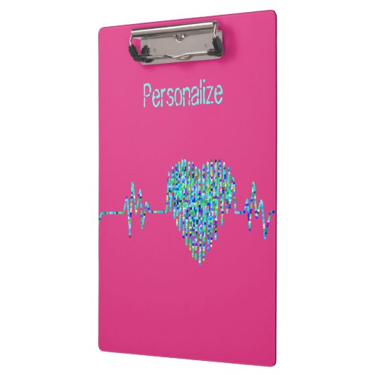 EKG hart medische ekg lijn roze blauw schattig Klembord (Links)