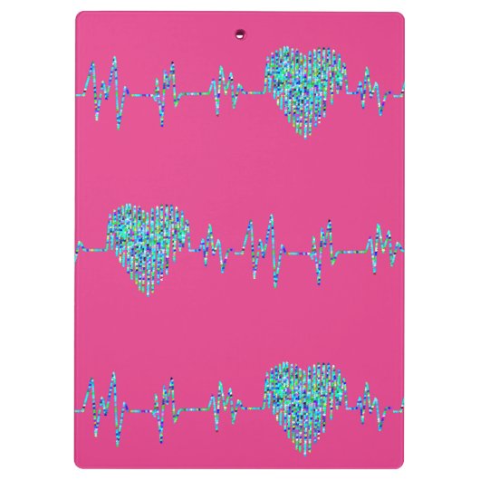 EKG hart medische ekg lijn roze blauw schattig Klembord (Achterkant)