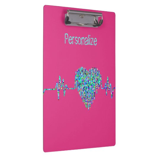 EKG hart medische ekg lijn roze blauw schattig Klembord (Rechts)