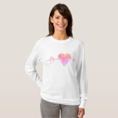 EKG hart medische ekg lijn roze paarse T-shirt (Voorkant volledig)