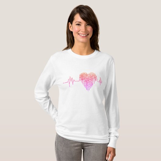 EKG hart medische ekg lijn roze paarse T-shirt (Voorkant volledig)