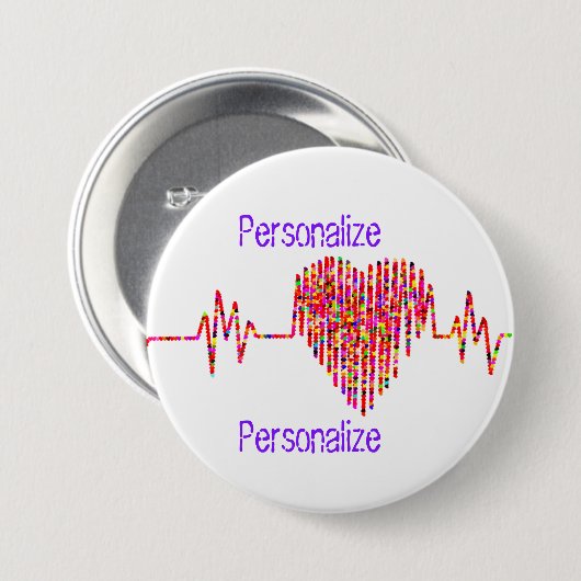 EKG-hartlijn Ronde Button 7,6 Cm (Voorkant /achterkant)