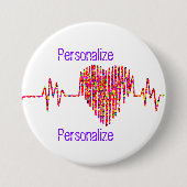 EKG-hartlijn Ronde Button 7,6 Cm (Voorkant)